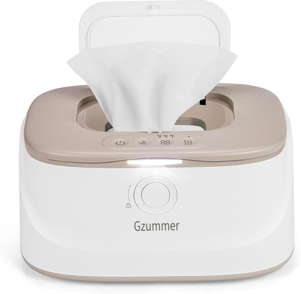 Gzummer baby wipe warmer front view in grey