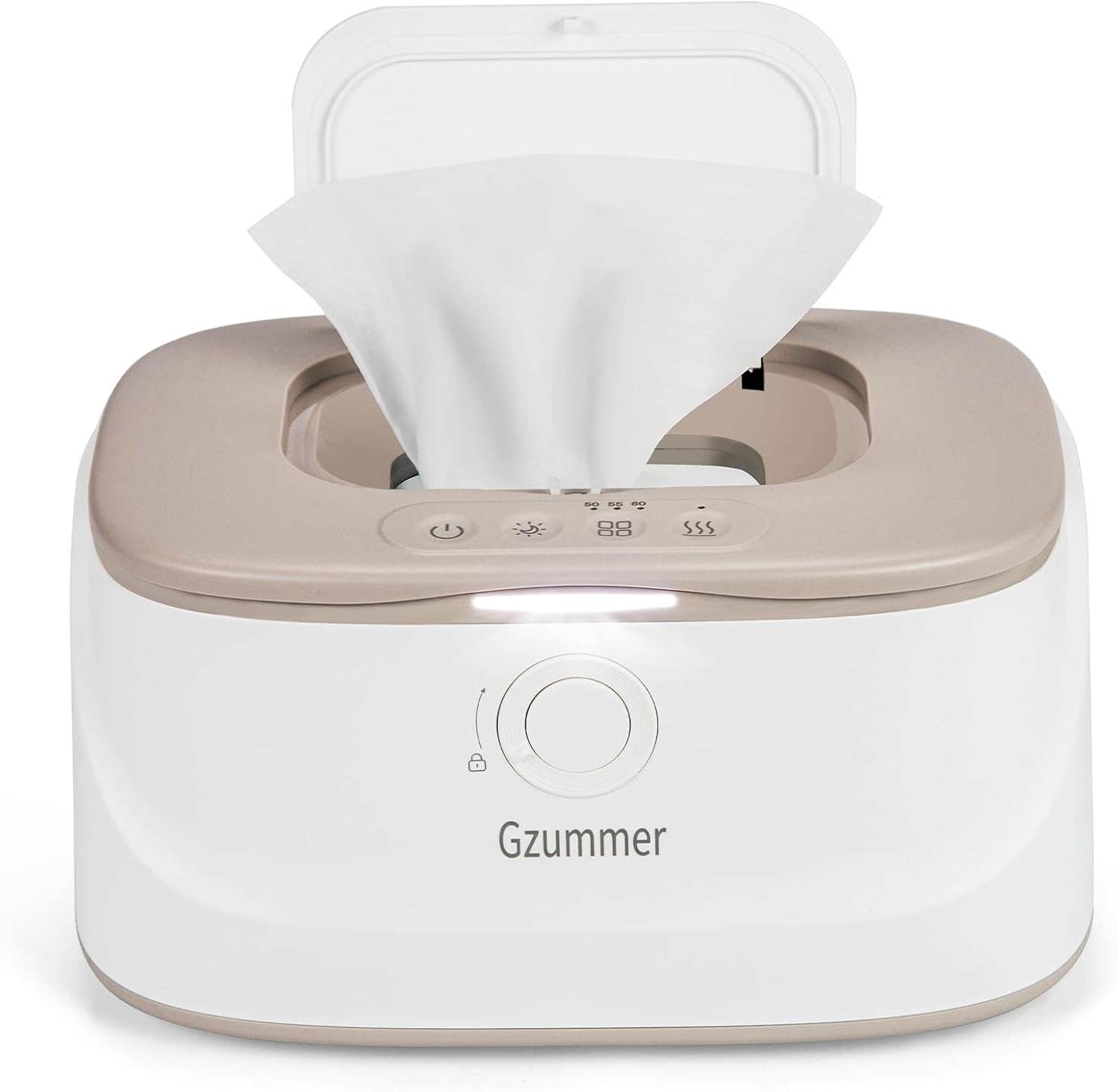 Gzummer baby wipe warmer front view in grey