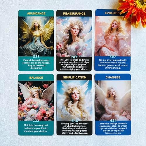Close up of angel number card with 777 design