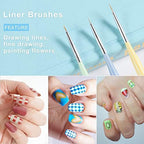 TEOYALL nail fine liner brushes 7mm 9mm 11mm close up