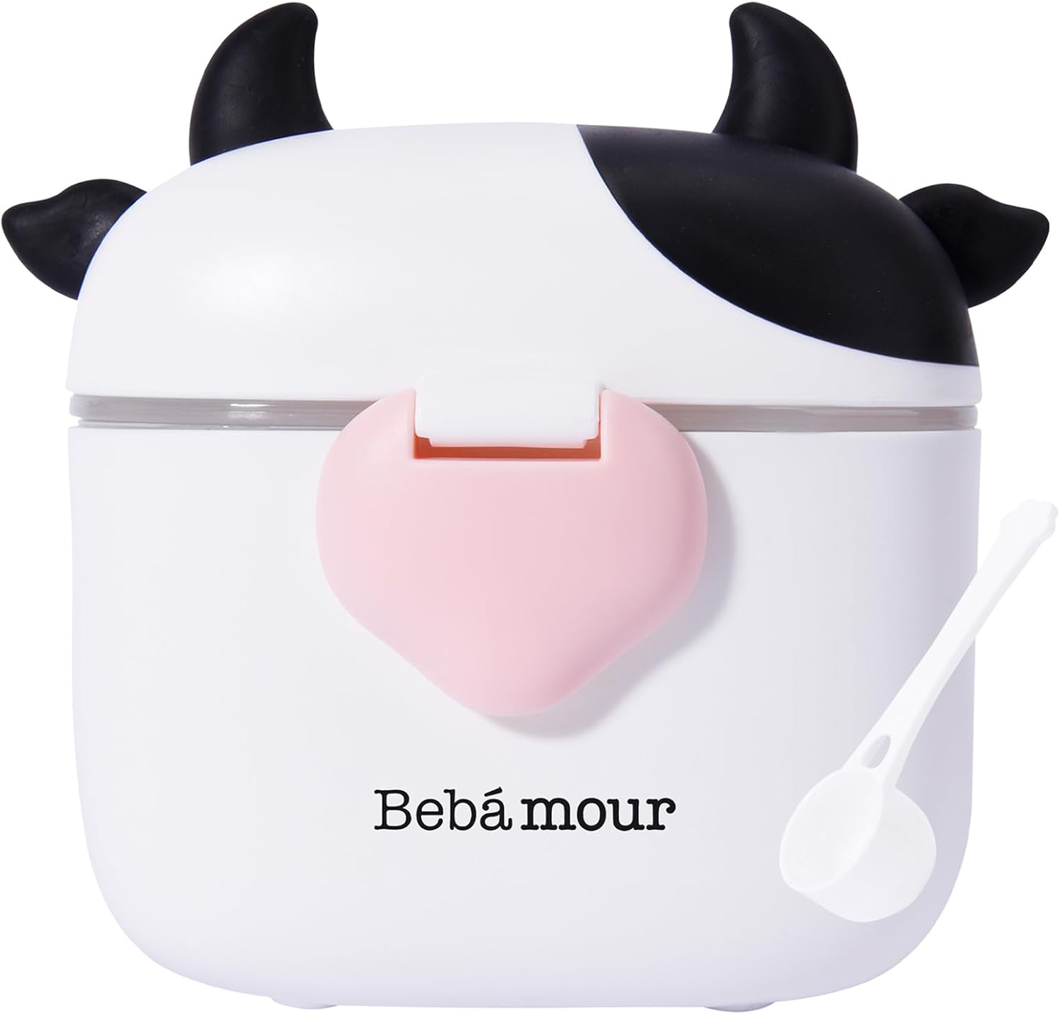 Bebamour baby formula dispenser front view black color travel container