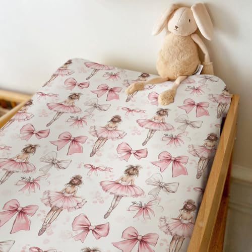 Pastel girly sports soft diaper change table cover close up