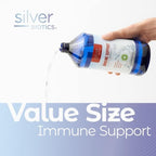 Close up of Silver Biotics label highlighting 10 PPM nano silver solution