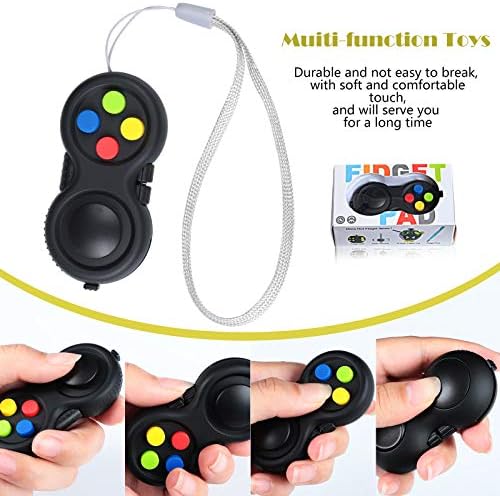 Adult using quiet sensory buttons on a mini pad during an office meeting