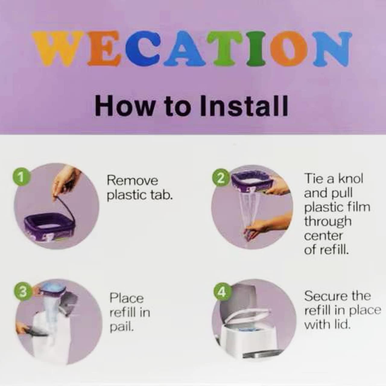 WECATION unscented pet waste refill film showing 16 feet length