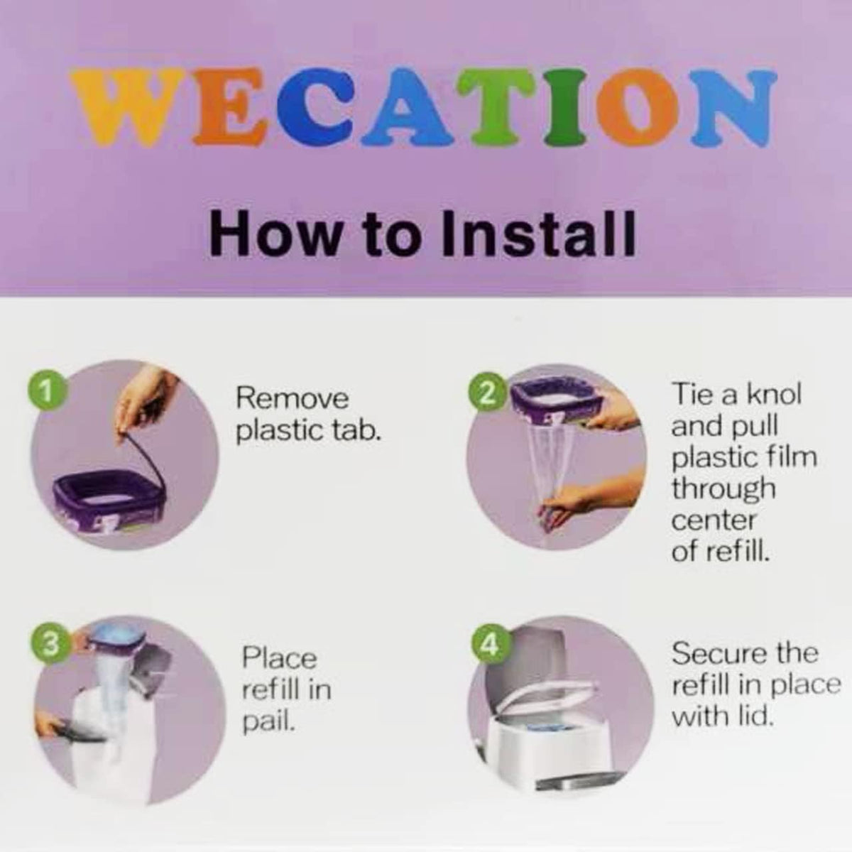 WECATION unscented pet waste refill film showing 16 feet length