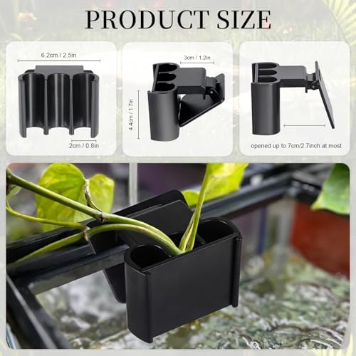 Ztzfacai clip on aquaponic planter installed on a rimmed aquarium wall showing root submerge space.