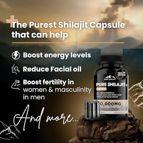 Pure Health Max organic Himalayan shilajit resin capsules supplement nutritional facts and ingredients list label