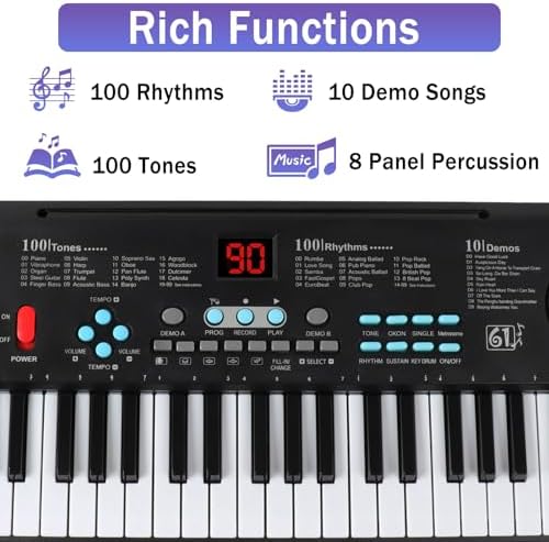 RWESU portable digital keyboard showing compact lightweight battery compartment on the bottom panel