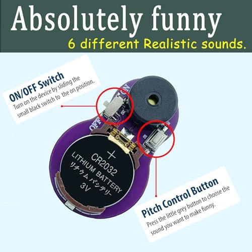 CricketPrank long lasting mini cricket prank showing the location of the included CR2032 battery slot