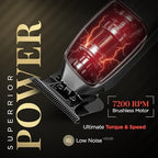 Close up of the ultra sharp steel T blade on the professional hair trimmer