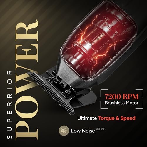 Close up of the ultra sharp steel T blade on the professional hair trimmer