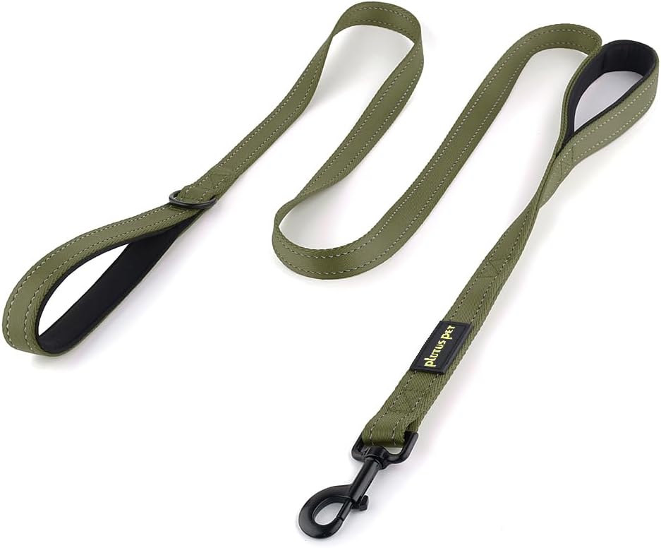 Dual handle pink leash for medium and large dogs showing robust stitching and premium materials.