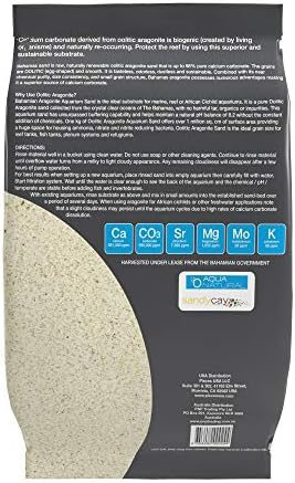 Side view of 4.53 kilogram Aqua Natural sand packaging