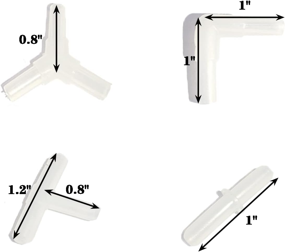 AQUANEAT fish tank air pump accessories pack displaying straight and elbow plastic joints.