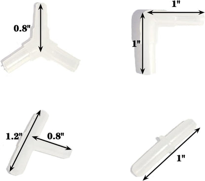 AQUANEAT fish tank air pump accessories pack displaying straight and elbow plastic joints.