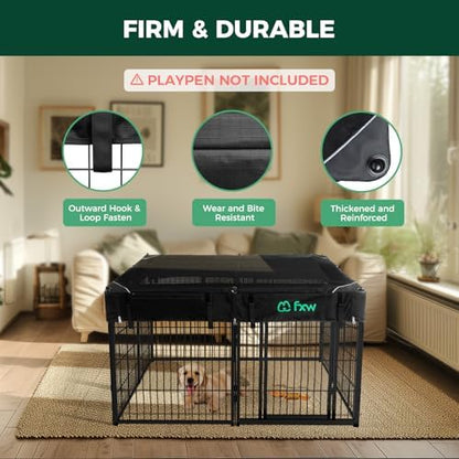 FXW escape proof top cover installed on eight panel playpen