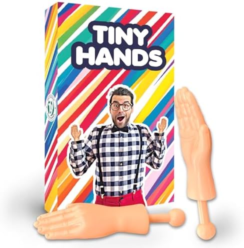 DR DINGUS miniature hand stick puppets held by a user to demonstrate small scale.