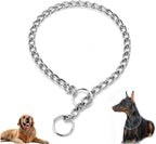 Generic metal chain dog choke collar front view showcasing the heavy duty silver welded links.