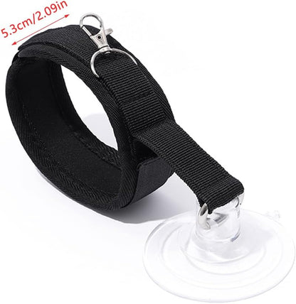 Adjustable nylon pet grooming collar with suction cup anchor