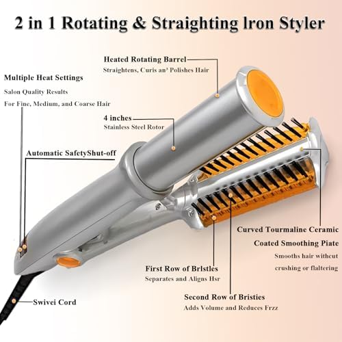 DONFON hair curler and straightener showing the double row comb attachment close up