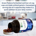 Green Pasture cod liver oil supplement bottle back label and ingredients