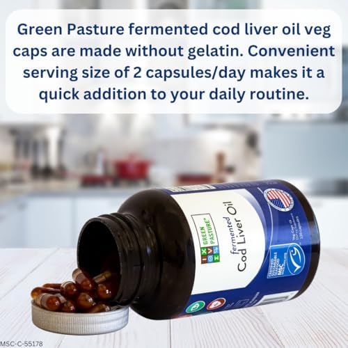 Green Pasture premium non gelatin fermented cod liver supplement bottle