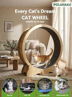 POLAHAKU large feline exercise wheel featuring quiet TPE rollers for silent use