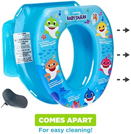 Cushioned toddler toilet seat with patented easy grip handles on both sides