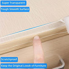 Installation of self-adhesive baby proofing strip on furniture
