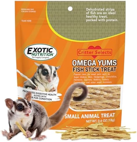 Exotic Nutrition Omega Yums Fish Stick Treat front view pouch packaging