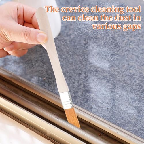 Piriuuo small edge brushes being used for precise wood staining on furniture.