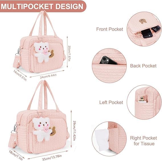 Lushandy small travel bag for baby items in pink color