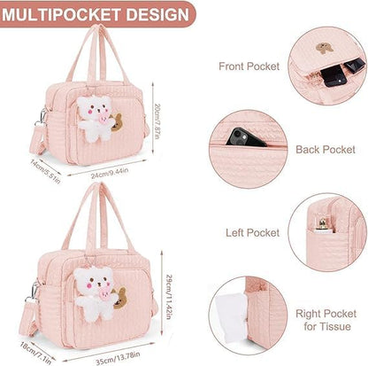 Lushandy small travel bag for baby items in pink color