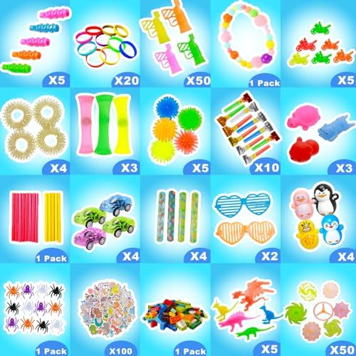 Assorted fidget spinners and squishies from the Zeayou 1000 piece pack
