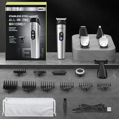 Brightup rechargeable shaving kit package contents including USB charging cable and cleaning brush