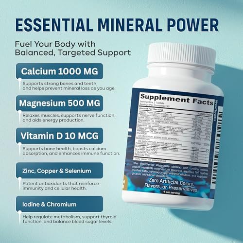 BARIPLUS complete multi mineral supplement bottle detailing iron free formulation facts
