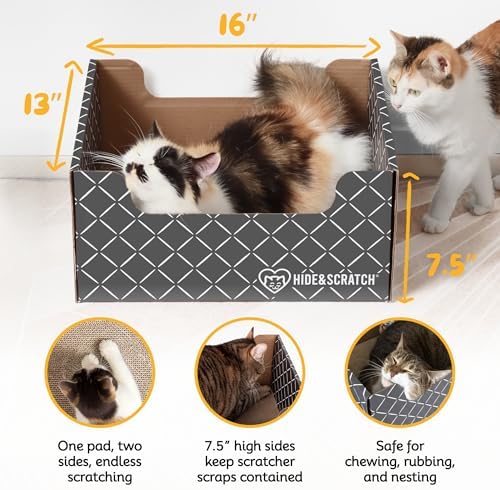 Hide and Scratch double sided corrugated cat scratching pad removed from the outer box
