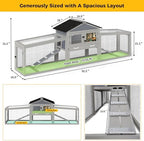 COZIWOW Large 92IN Outdoor Rabbit Hutch with 3 Run Boxes, Weatherproof Bunny Cage with Asphalt Roof & Sunlight Panels, Hands-Free Clean Tray & Metal Wire Mesh, 2-Tier Rest & for 2-3 Rabbits, Grey - Image 7