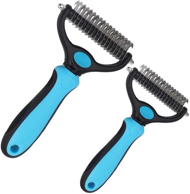 Sakerplus Double-Sided Pet Grooming Rake,Dematting Undercoat Rake for Dogs and Cats, 2-in-1 Dematting Comb, Pet Grooming Rake for Long Hair Pets (Blue, large) - Image 12