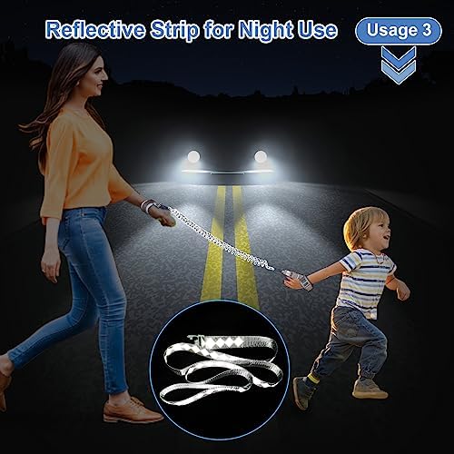 Parent and child using the wrist link tether for walking