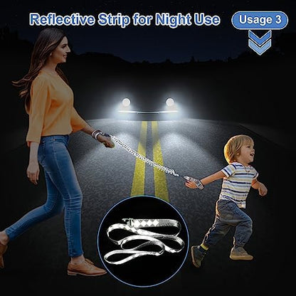 Parent and child using the wrist link tether for walking