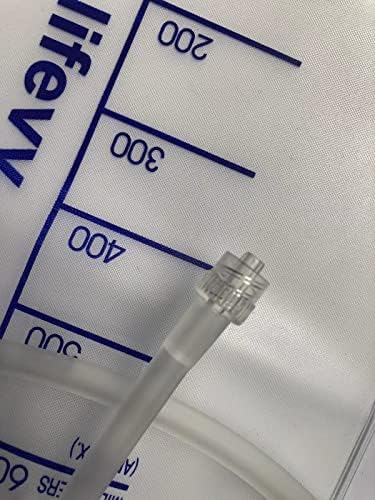 Lifevv leg bag showing anti-reflux valve and clear volume markings