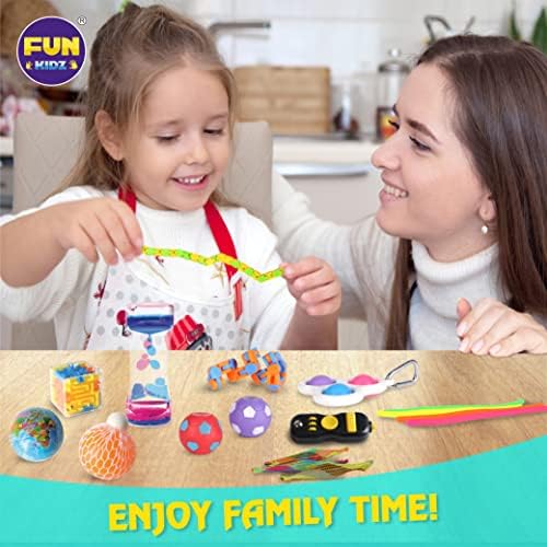 Close up of 24 piece FunKidz fidget toy set contents
