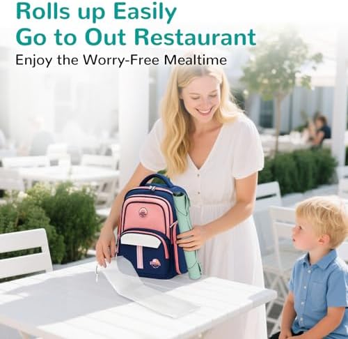 DZDOV baby led weaning table mat rolled up compactly for diaper bag storage