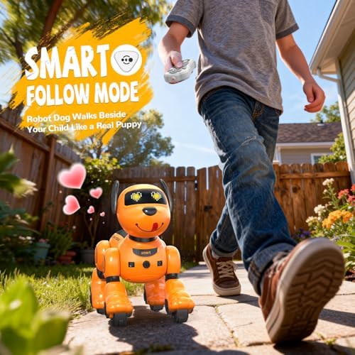 Side profile of interactive remote control robot dog
