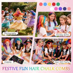 Safe non toxic hair chalk comb set applied smoothly on light hair
