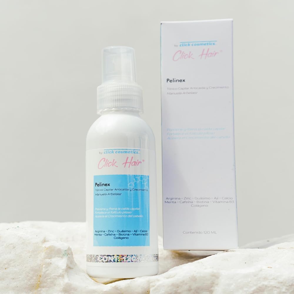 La Perla Cosmetics Click Hair Pelinex hair tonic bottle front view with packaging box