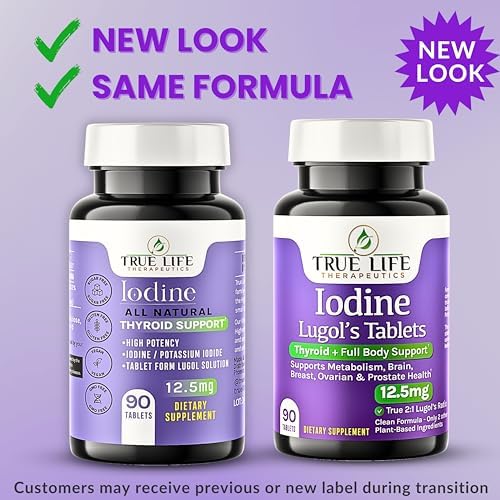 Back label of True Life Therapeutics iodine tablets showing ingredients
