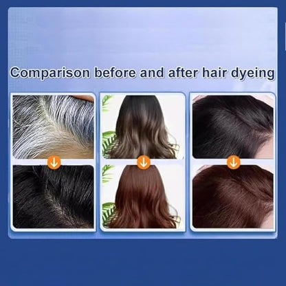 Natural plant extract ingredients graphic on caviar hair dye box packaging